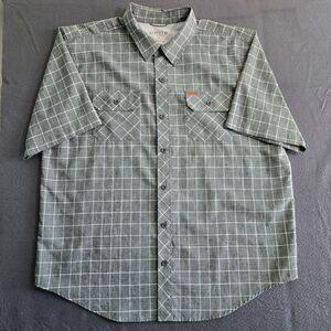 Orvis Classic Collection Men XL Gray Woven Windowpane Button Up Fishing Shirt